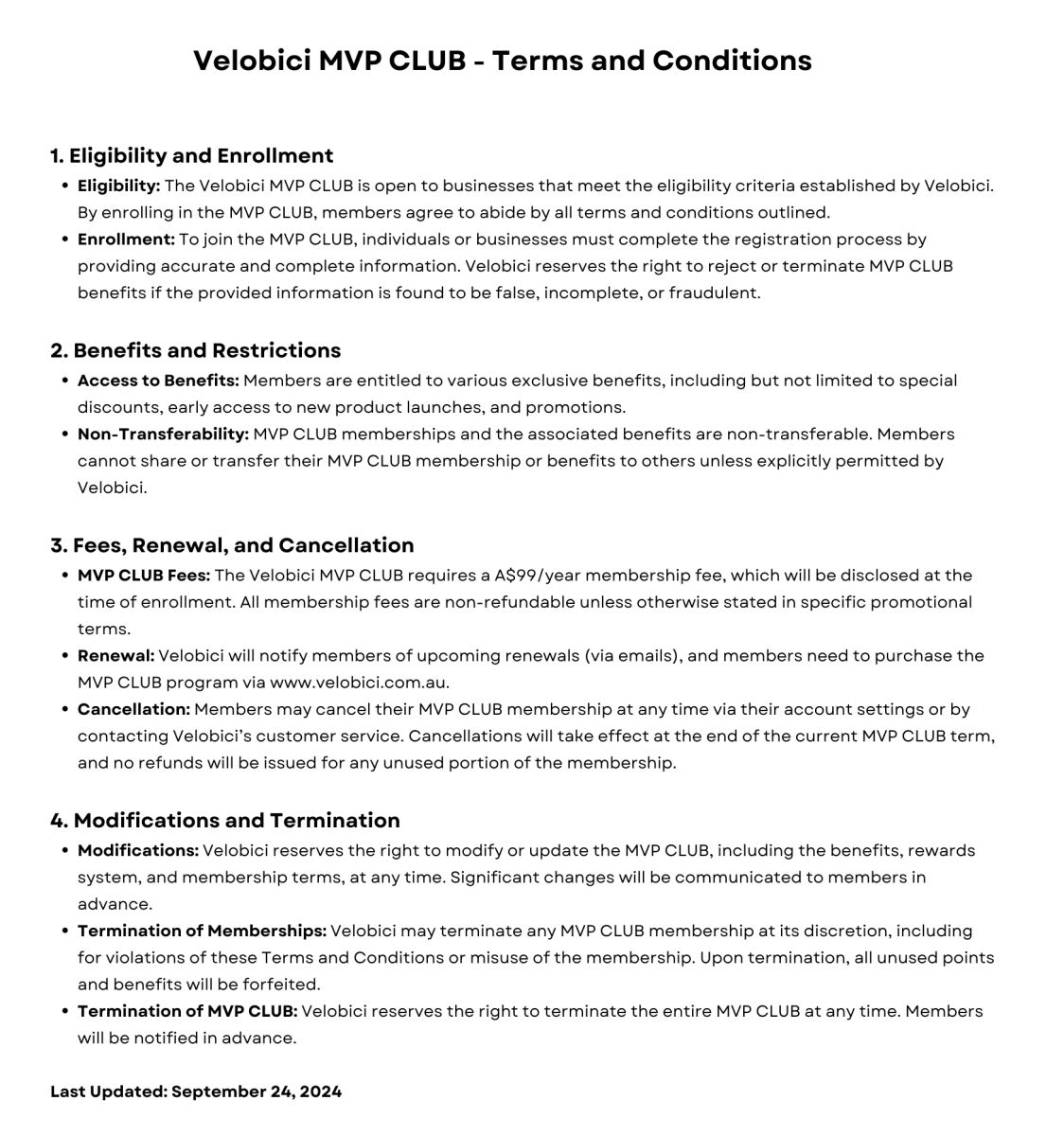 MVP Club Membership Terms and Conditions